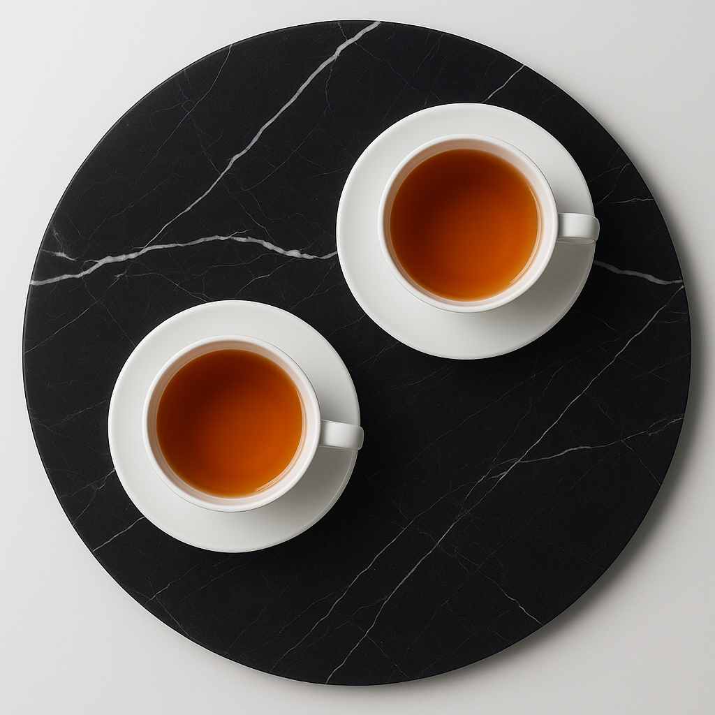 Natural Round Marble Tray Smooth Pastry Board for Cheese, Coffee, Smooth Top 30cm Dia (Black Marqina Marble) Stylish Serving Tray For Kitchen