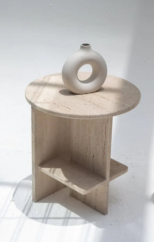 Natural Travertine Side Table