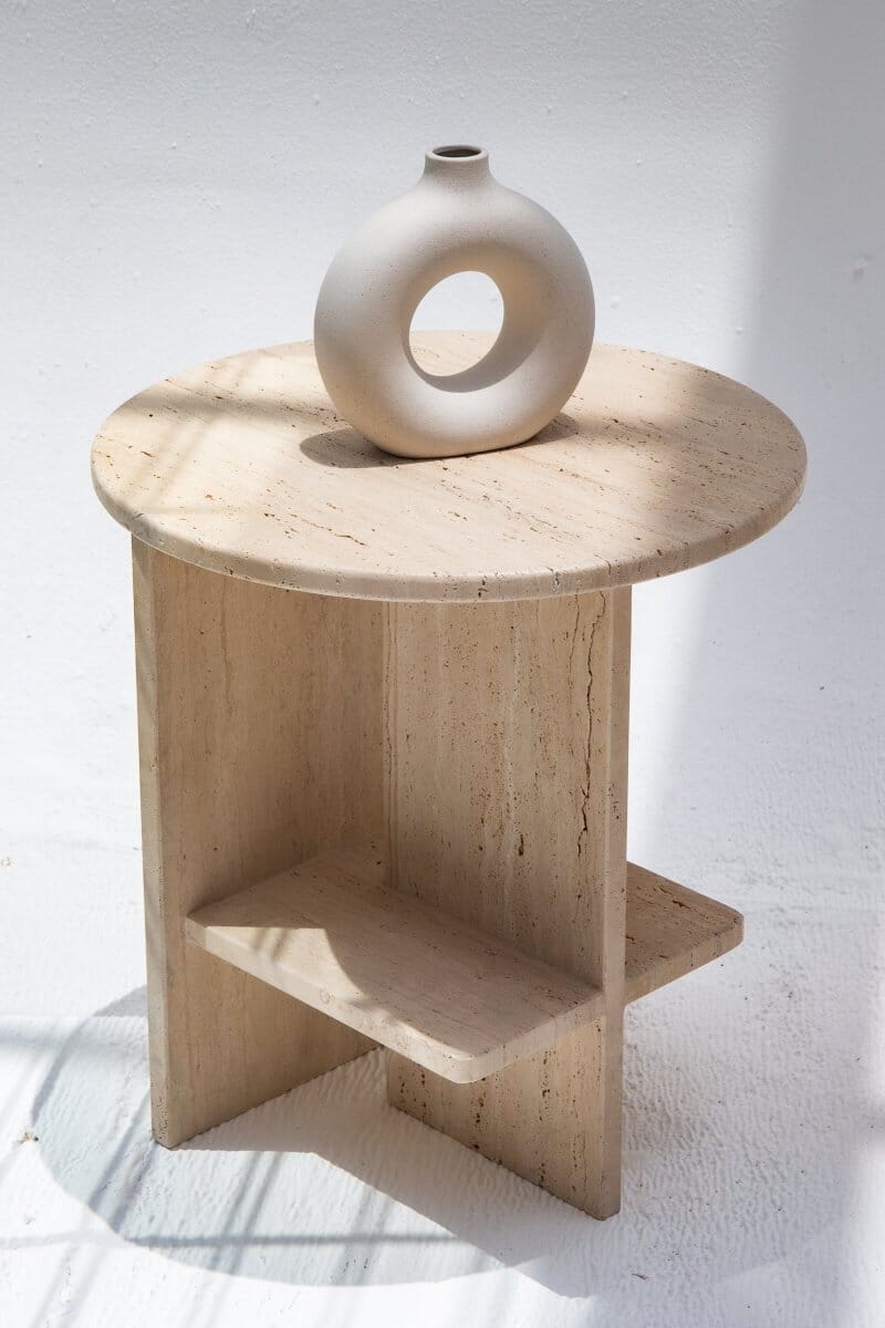Natural Travertine Side Table