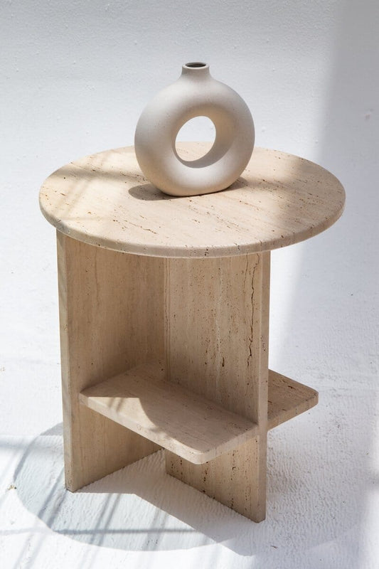 Natural Travertine Side Table